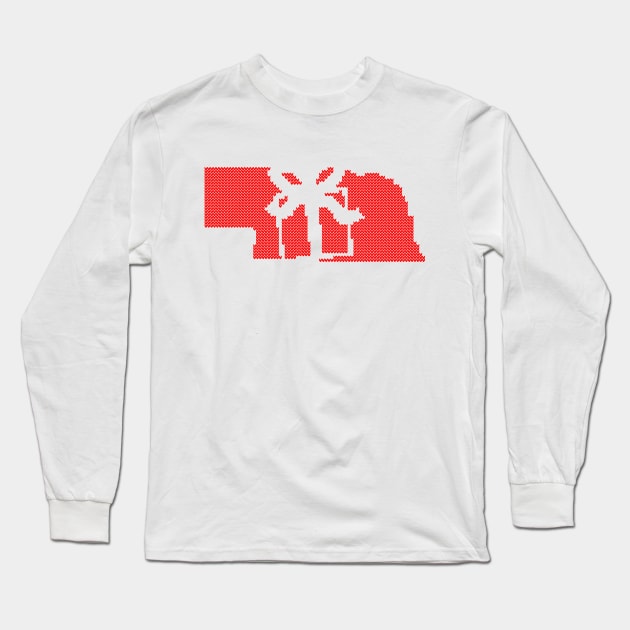 christmas in nebraska ugly knitted Long Sleeve T-Shirt by crackdesign